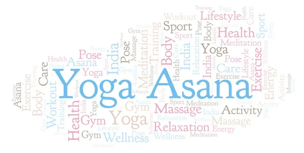 Yoga Asana Word Cloud Wordcloud Gemaakt Met Alleen Tekst — Stockfoto