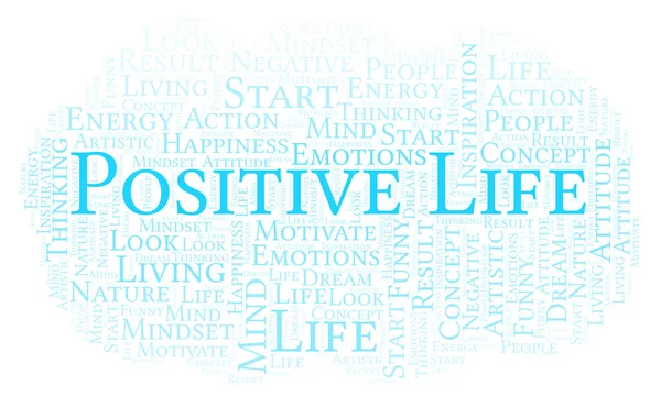 Positivt Liv Word Cloud Gjorda Med Endast Text — Stockfoto