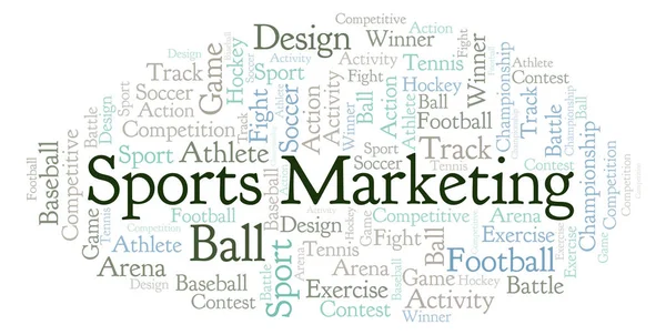 Sports Marketing word cloud. Made with text only.