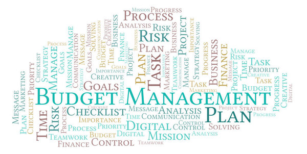 Облако слов управления бюджетом, созданное только с помощью текста
