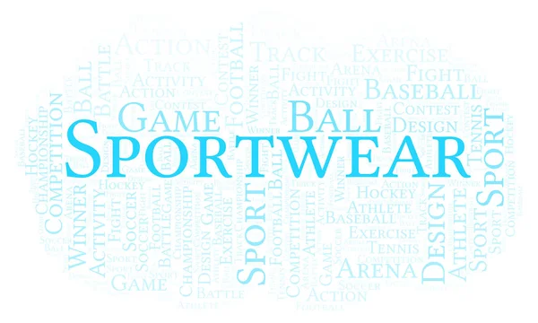 Sportskläder Word Cloud Med Endast Text — Stockfoto