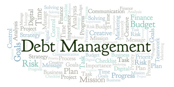 Schuldenmanagement Wortwolke Nur Mit Text — Stockfoto
