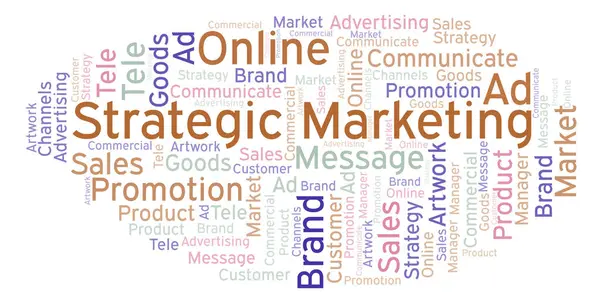 Szó Felhő Stratégiai Marketing Szöveg Wordcloud Készült Csak Szöveg — Stock Fotó