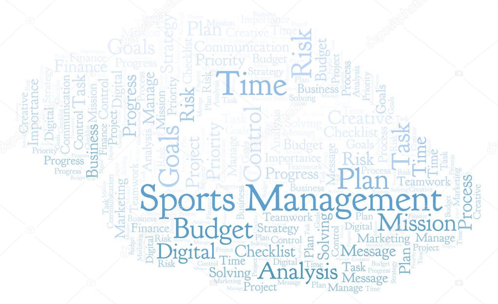 Sports Management word cloud, made with text only