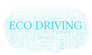 Kelime bulutu Eco sürüş. Yalnızca metin ile yapılan Wordcloud.