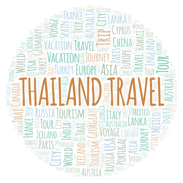 Tayland Seyahat Kelime Bulutu Yalnızca Metin Ile Yapılan Wordcloud — Stok fotoğraf