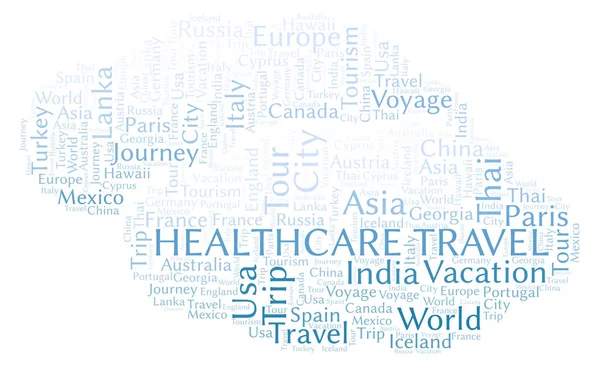 Healthcare Travel Nuvem Palavras Wordcloud Feito Apenas Com Texto — Fotografia de Stock