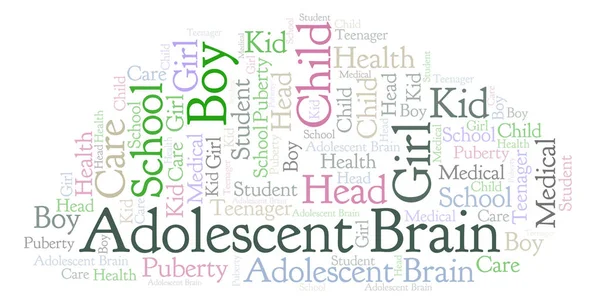 Nuvem Palavras Cérebro Adolescente Wordcloud Feito Apenas Com Texto — Fotografia de Stock