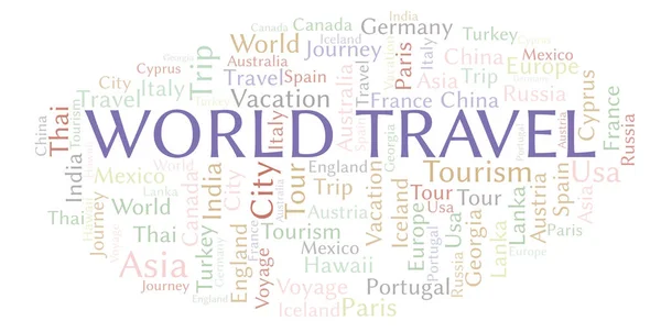 Облако Слов World Travel Wordcloud Made Text Only — стоковое фото