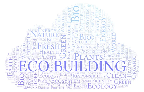 Eco Budynek Chmura Słowa Projekt Wykonany Tylko Tekst — Zdjęcie stockowe