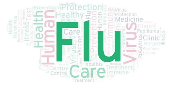 Flu word cloud, made with text only — Stock Image Flu Word Cloud Made Text Only Stock Picture