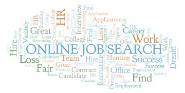Online iş arama kelime bulutu. Yalnızca metin ile yapılan Wordcloud.