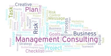 Yönetim danışmanlık kelime bulutu, yalnızca metin ile yapılan