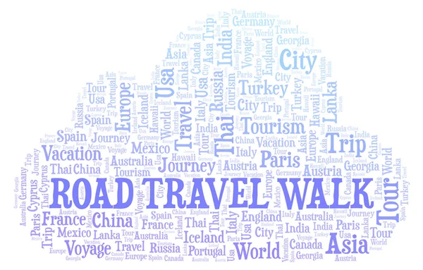 Road Travel Caminhe Nuvem Palavras Wordcloud Feito Apenas Com Texto — Fotografia de Stock