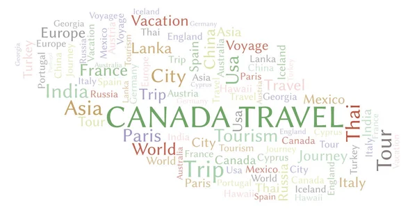 Canadá Viagem Nuvem Palavras Wordcloud Feito Apenas Com Texto — Fotografia de Stock