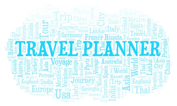 Podróży Planner Słowo Cloud Projekt Wykonany Tylko Tekst — Zdjęcie stockowe