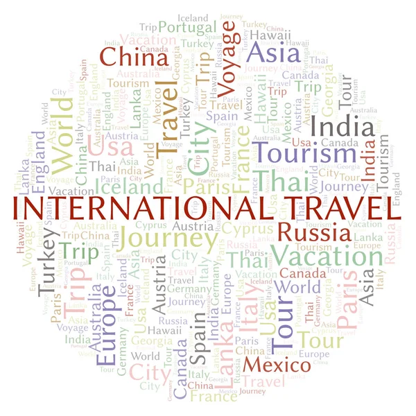 Σύννεφο Λέξεων International Travel Wordcloud Γίνεται Κείμενο Μόνο — Φωτογραφία Αρχείου