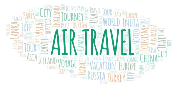 Αεροπορικών Ταξιδιών Λέξη Σύννεφο Wordcloud Γίνεται Κείμενο Μόνο — Φωτογραφία Αρχείου