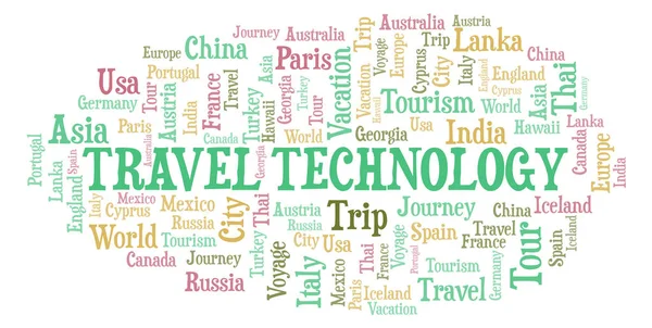 Nube Palabras Travel Technology Wordcloud Hecho Solo Con Texto —  Fotos de Stock