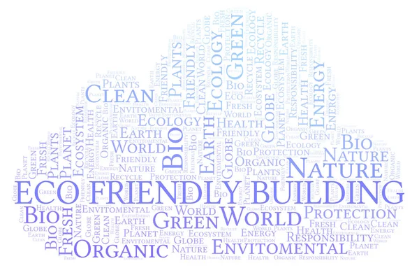 Eco Friendly Building Nuage Mots Wordcloud Fait Avec Texte Seulement — Photo