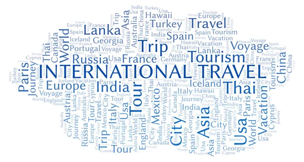 Σύννεφο Λέξεων International Travel Wordcloud Γίνεται Κείμενο Μόνο — Φωτογραφία Αρχείου