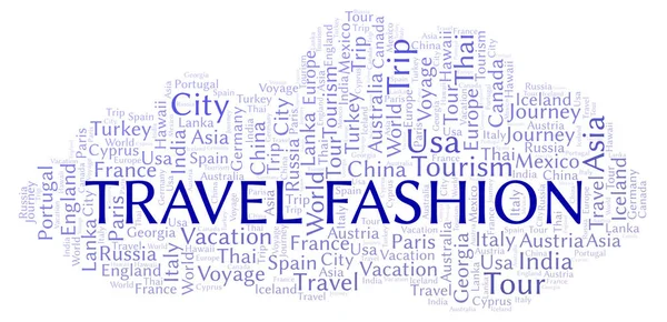 Viajes Nube Palabras Moda Wordcloud Hecho Solo Con Texto —  Fotos de Stock