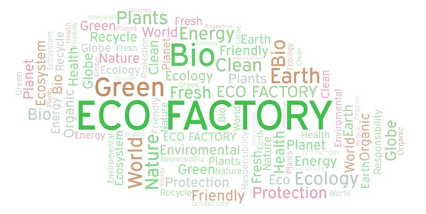 Eco Gyári Szó Felhő Wordcloud Készült Csak Szöveg — Stock Fotó