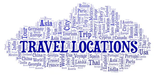 Travel Locations Word Cloud Wordcloud Made Text Only — Stock Photo, Image