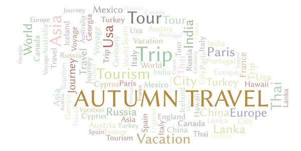 Autumn Travel Nuvem Palavras Wordcloud Feito Apenas Com Texto — Fotografia de Stock