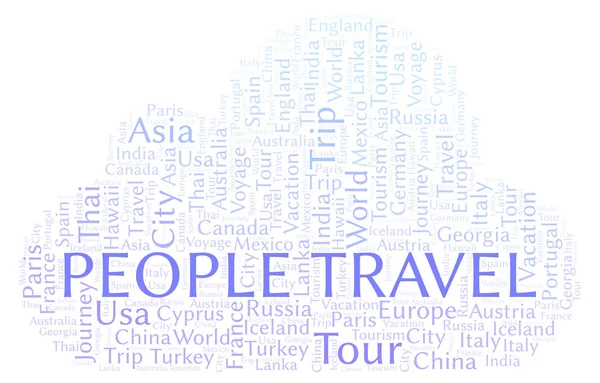Pessoas Viajam Nuvem Palavras Wordcloud Feito Apenas Com Texto — Fotografia de Stock