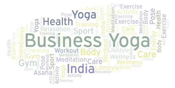 Business Yoga Parola Nube Wordcloud Realizzato Solo Con Testo — Foto Stock