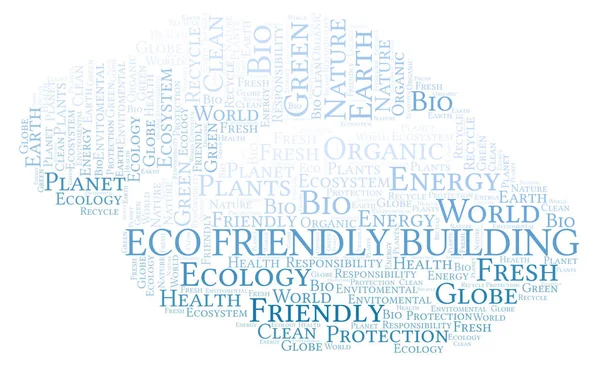 Eco Friendly Budova Slovo Mrak Wordcloud Pouze Text — Stock fotografie