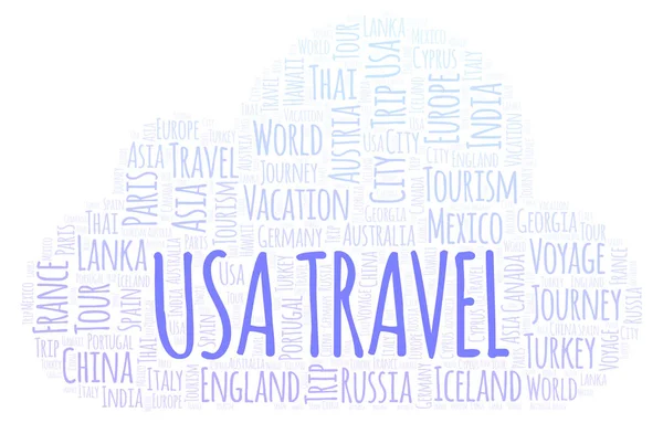 Usa Travel Szó Felhő Wordcloud Készült Csak Szöveg — Stock Fotó