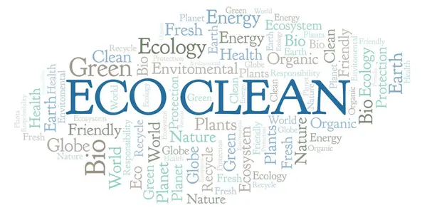 Eco Clean Slovo Mrak Wordcloud Pouze Text — Stock fotografie