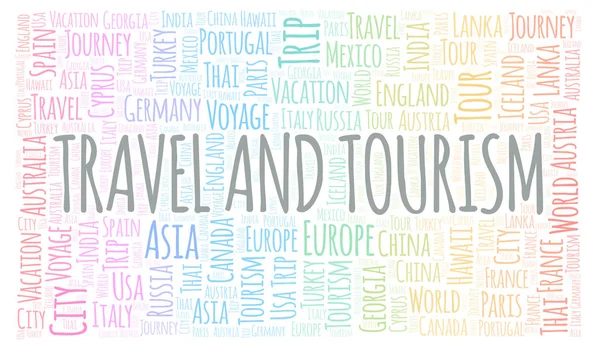 Подорожі Туризм Слово Хмара Wordcloud Зроблено Лише Текстом — стокове фото