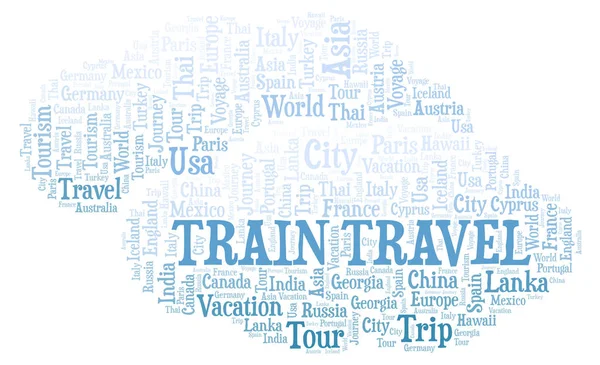 Vonat Utazás Szó Felhő Wordcloud Készült Csak Szöveg — Stock Fotó