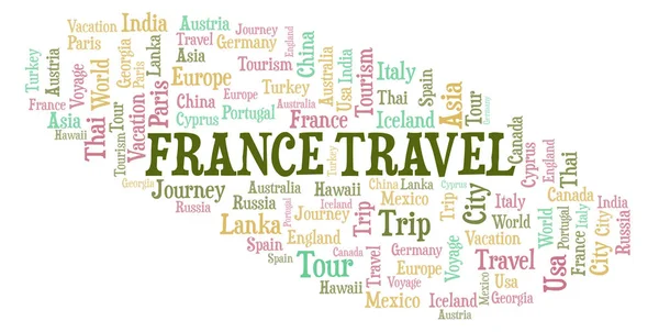 Francia Viaggio Parola Nube Wordcloud Realizzato Solo Con Testo — Foto Stock