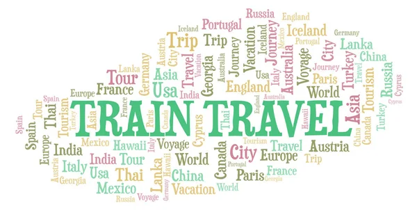 Train Voyage Mot Nuage Wordcloud Fait Avec Texte Seulement — Photo