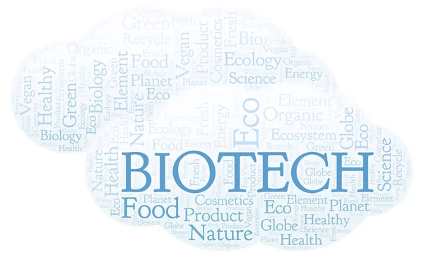 Nuvem Palavras Biotecnológicas Wordcloud Feito Apenas Com Texto — Fotografia de Stock