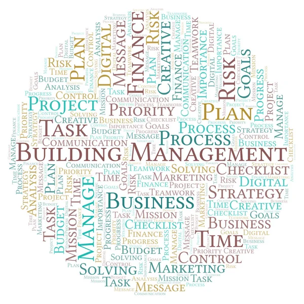 Building Management Nuage Mots Fait Avec Texte Seulement — Photo