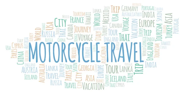 Мотоцикл Подорожі Слово Хмара Wordcloud Зроблено Лише Текстом — стокове фото