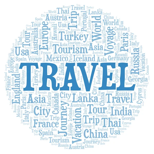 Nuvem Palavras Viagem Wordcloud Feito Apenas Com Texto — Fotografia de Stock