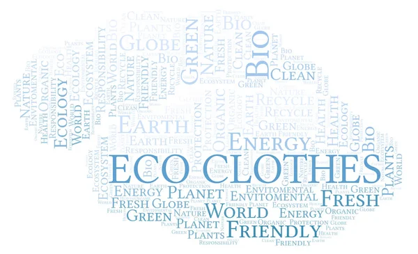 Eco Ropa Palabra Nube Wordcloud Hecho Solo Con Texto —  Fotos de Stock