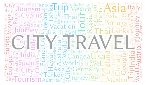 City Travel Parola Nuvola Wordcloud Realizzato Solo Con Testo — Foto Stock