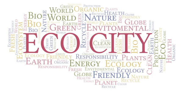 エコシティ単語の雲 テキストのみで作られた Wordcloud — ストック写真