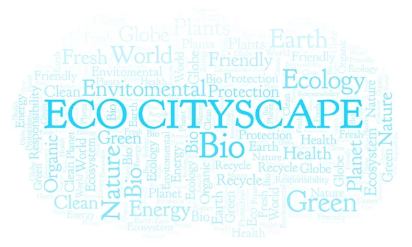 Eco Cityscape Слово Облако Wordcloud Made Text Only — стоковое фото