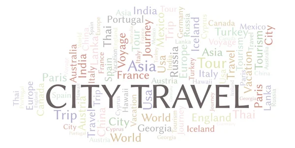 City Travel Word Cloud Wordcloud Made Text Only — Stock Photo, Image