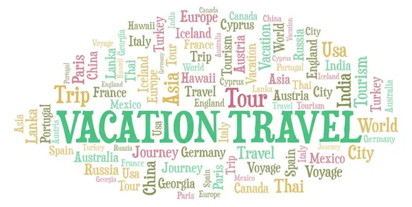 Vacation Travel Nuvem Palavras Wordcloud Feito Apenas Com Texto — Fotografia de Stock