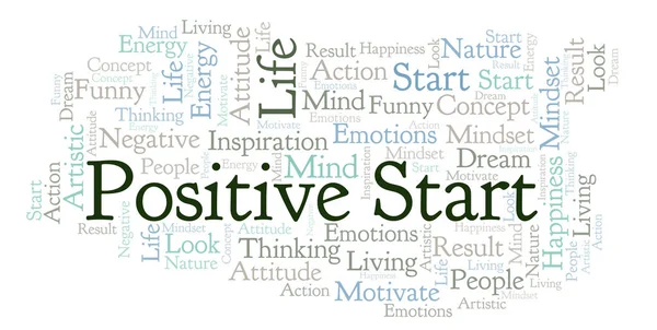 Positiv Start Word Cloud Gjorda Med Endast Text — Stockfoto