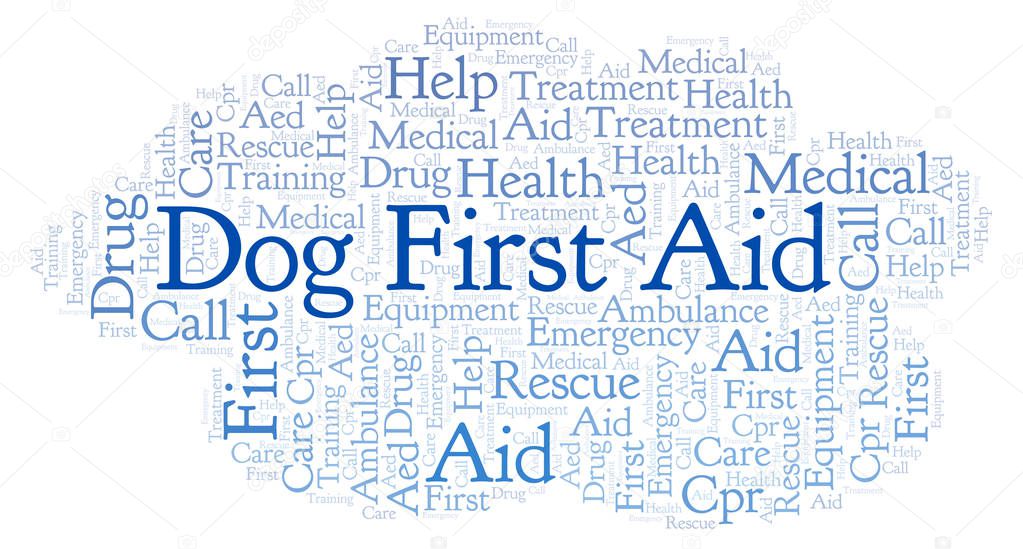 Dog First Aid word cloud, made with text only